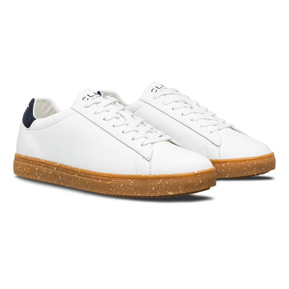 CLAE BRADLEY VEGAN Shoes Womens USA245-B76 In White Navy Vegan Light Gum